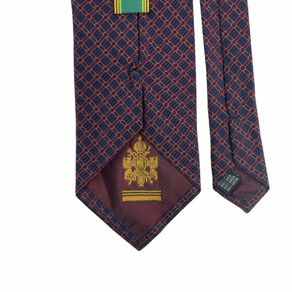 Equestrian Firenze Necktie Mens Long Classic Blue Red Orange Geometric 100% Silk - Picture 4 of 7